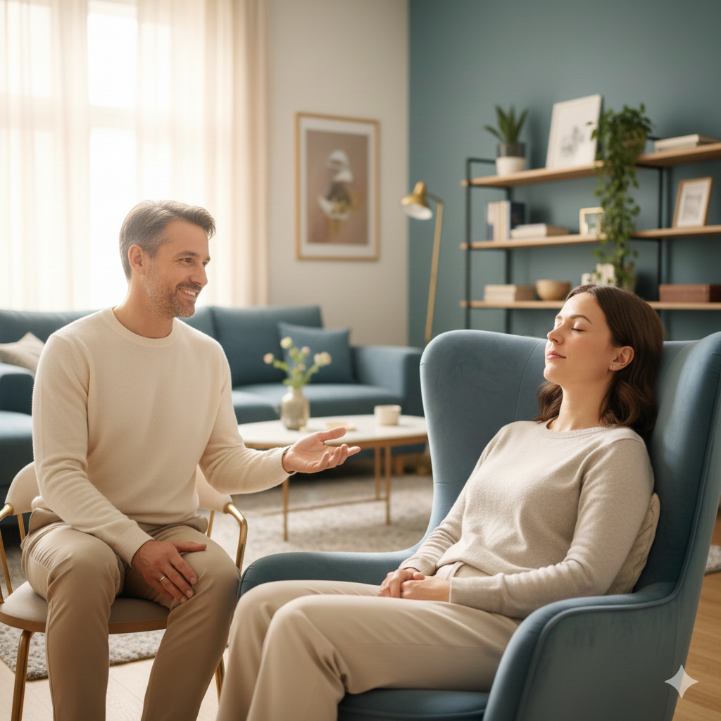 Illustration d'une séance d'hypnose à domicile à Orléans avec Rémy Ganne