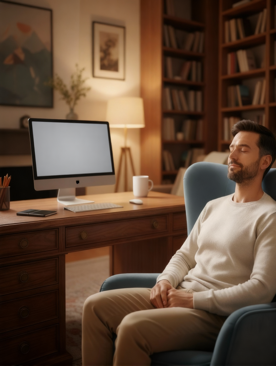 Illustration d'une séance d'hypnose à domicile à Orléans avec Rémy Ganne